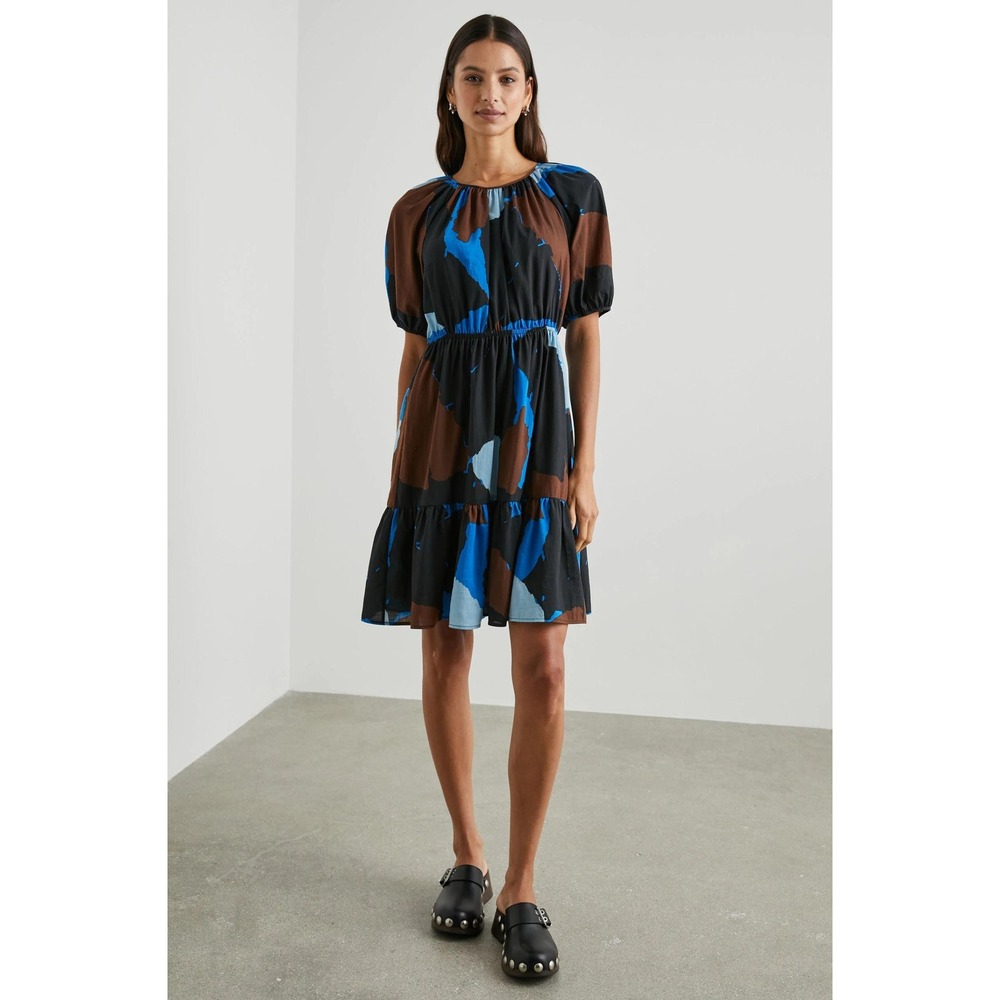 Rails Khloe Blue Multi Color Block Abstract Print Midi Dress Large Resortwear